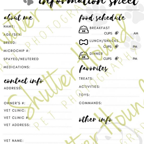 Pet Sitter Information Sheet